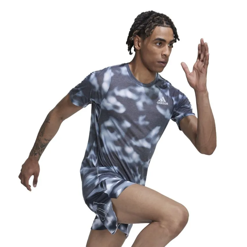 adidas Hombre Camisetas Run Icon Aop Tee Blanco 