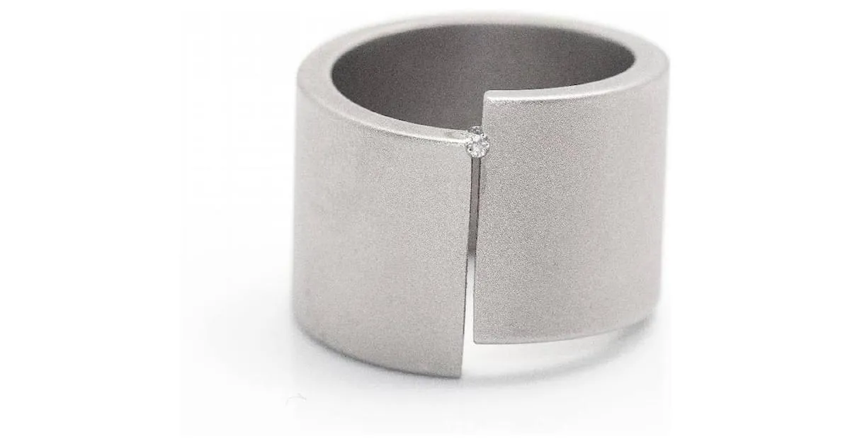 Autre Marque Anillo NIESSING en Acero y Diamante. Plata 