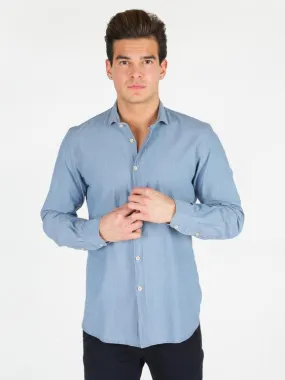 B-Style Camisa de algodón azul claro