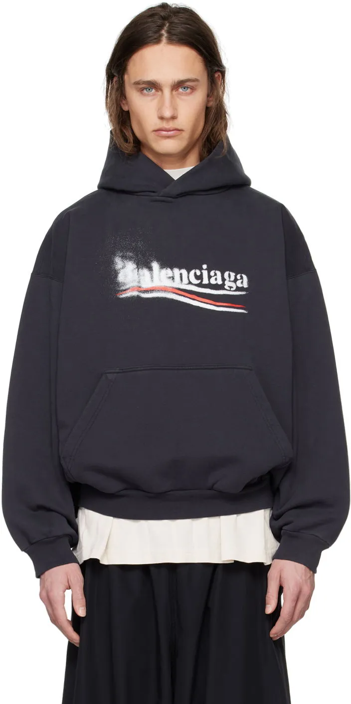 Balenciaga Black Political Stencil Hoodie