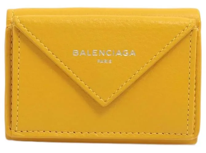 Balenciaga Cartera Mini Papier en Piel Amarilla Amarillo 