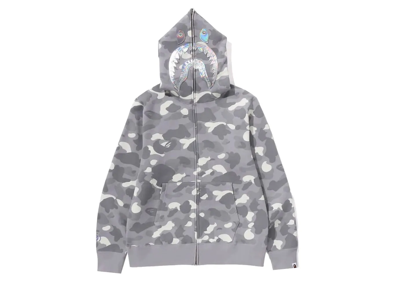 BAPE BAPE City Camo Shark Full Zip Hoodie Gray