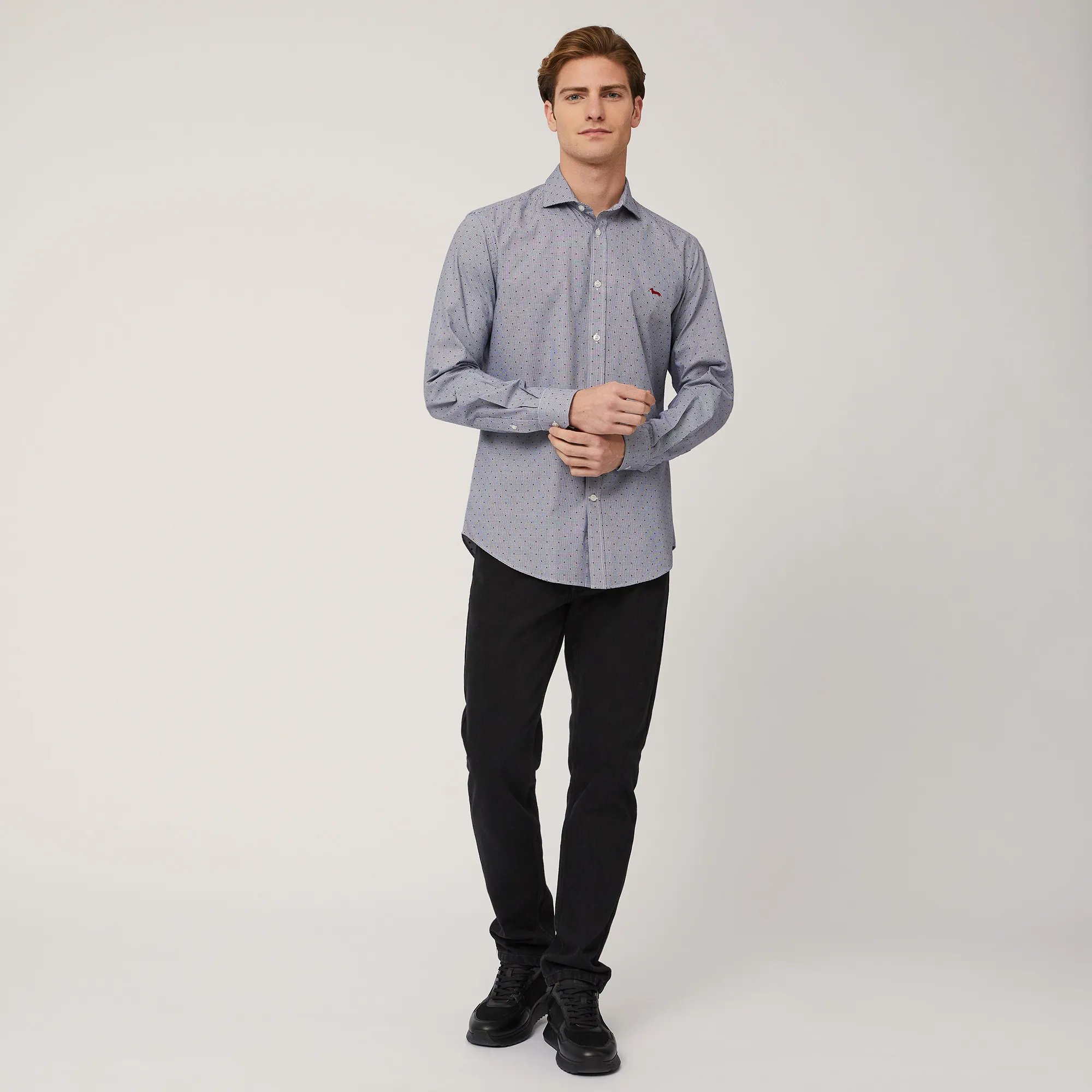 Camisa con micromotivo de pata de gallo