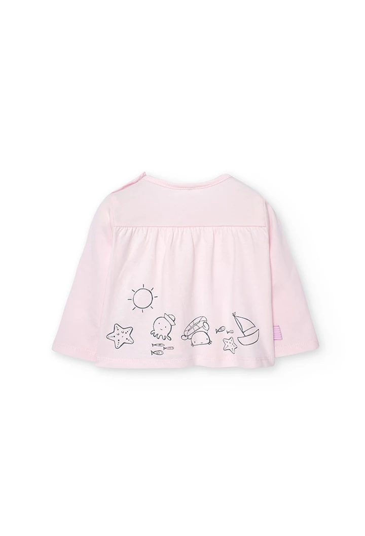 Camiseta de punto de bebé niña en color rosa