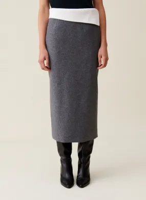 CLAUDIE PIERLOT Falda recta de mezcla de lana en gris