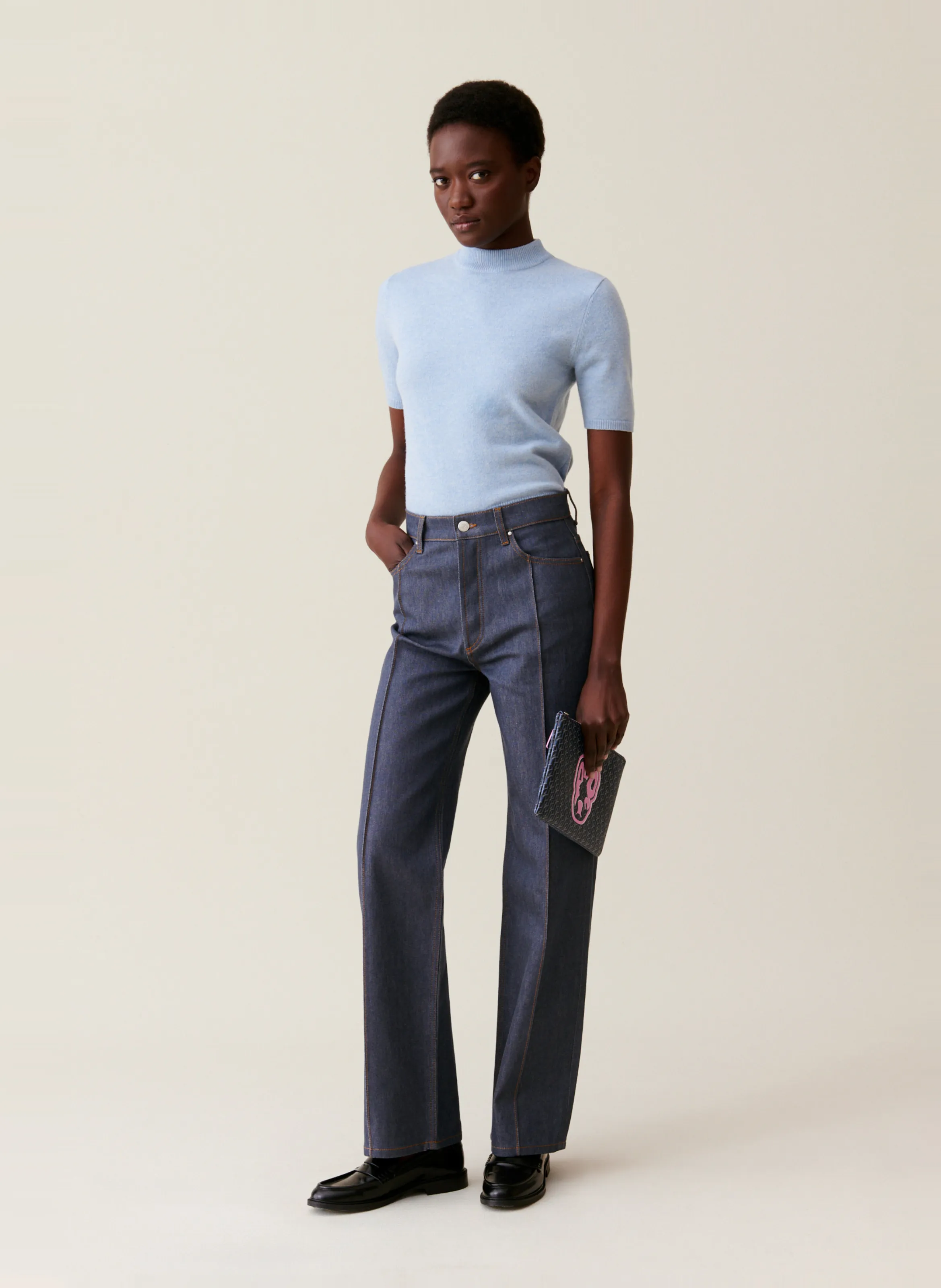 CLAUDIE PIERLOT Vaquero de talle alto en azul