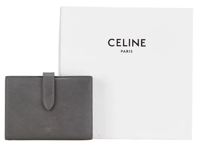 Céline Cartera grande con correa Celine de cuero gris en muy buen estado 