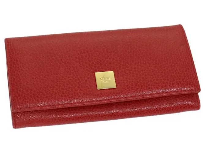 Céline CELINE Cartera Cuero Rojo Auth 68033 Roja 