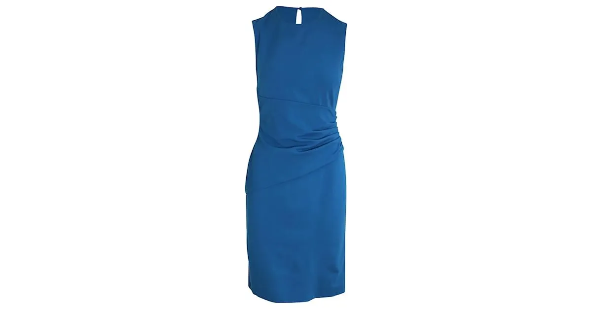 Diane Von Furstenberg Vestido sin mangas con drapeado lateral en viscosa azul 