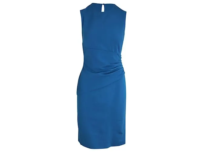 Diane Von Furstenberg Vestido sin mangas con drapeado lateral en viscosa azul 
