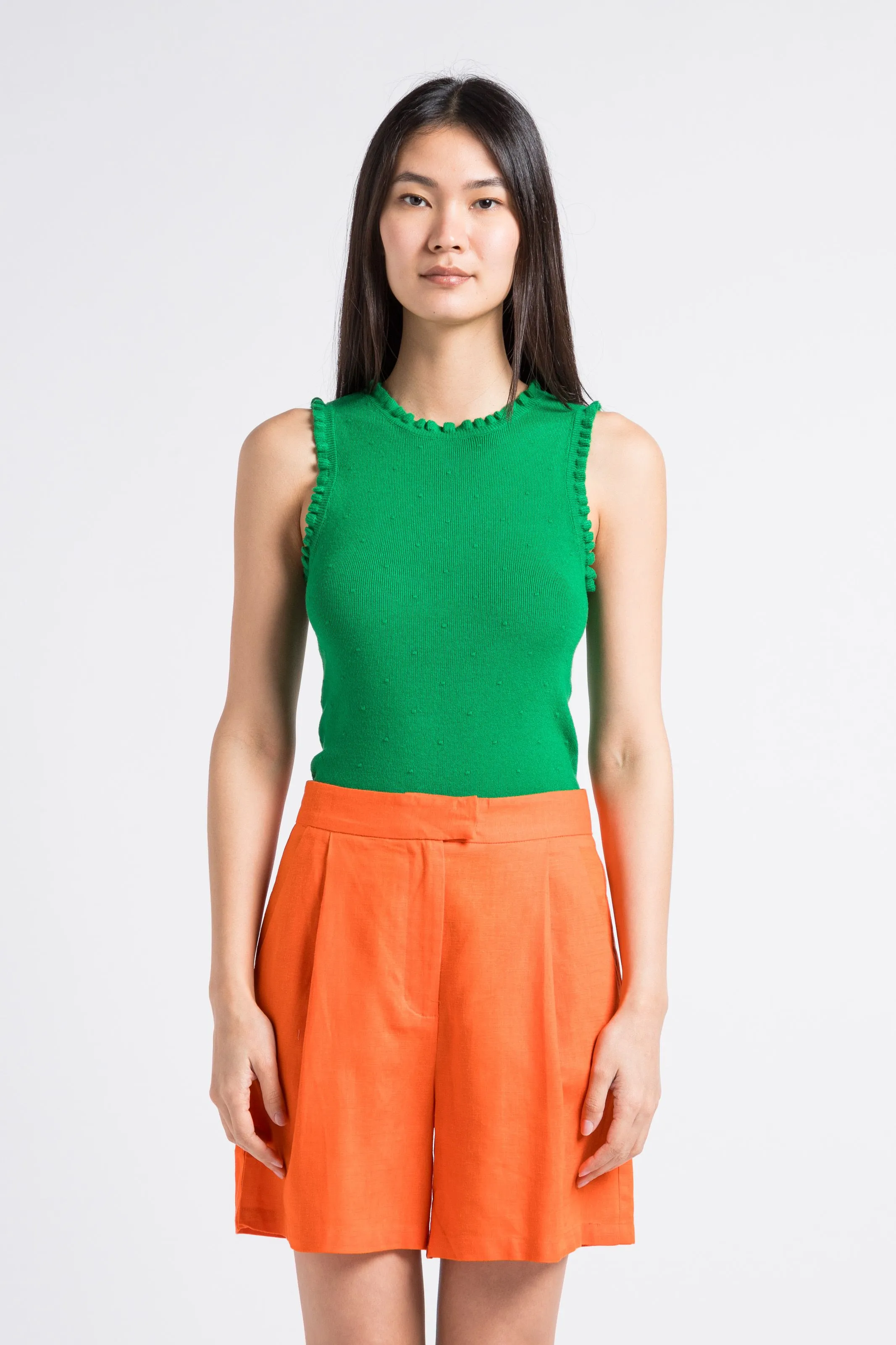 LA PETITE ETOILE DOLFERI - Camiseta de tirantes de punto fantasía en verde