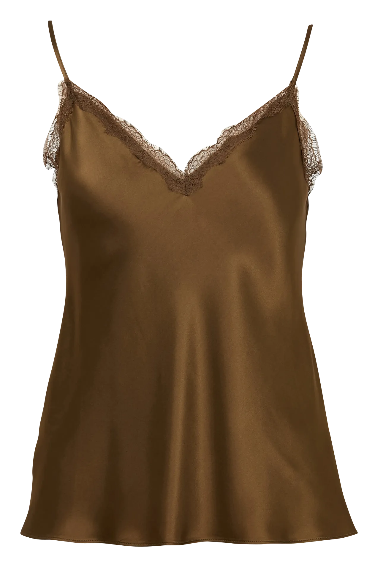 MAISON 123 MINDY - Top lencero de seda con encaje en verde