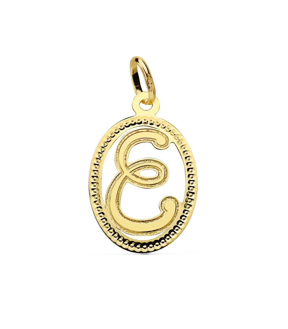 Pendentif Facetté Lettre E Or Jaune 18 K 18mm