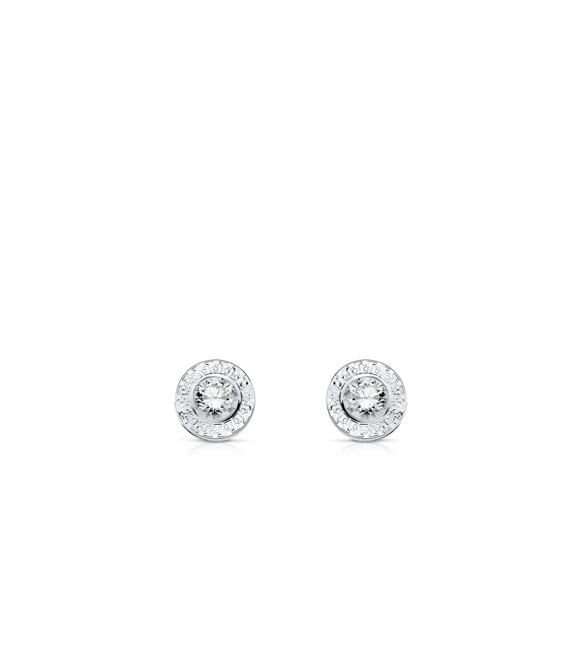 Puces d'oreilles Anna Grecque Or Blanc 18 K
