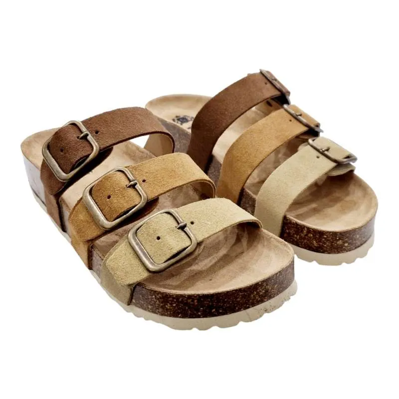 SANDALIAS MUJER PALA TIRAS MULTICUERO HEBILLAS AJUSTABLES CUERO