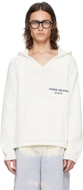 Stone Island White Printed Hoodie