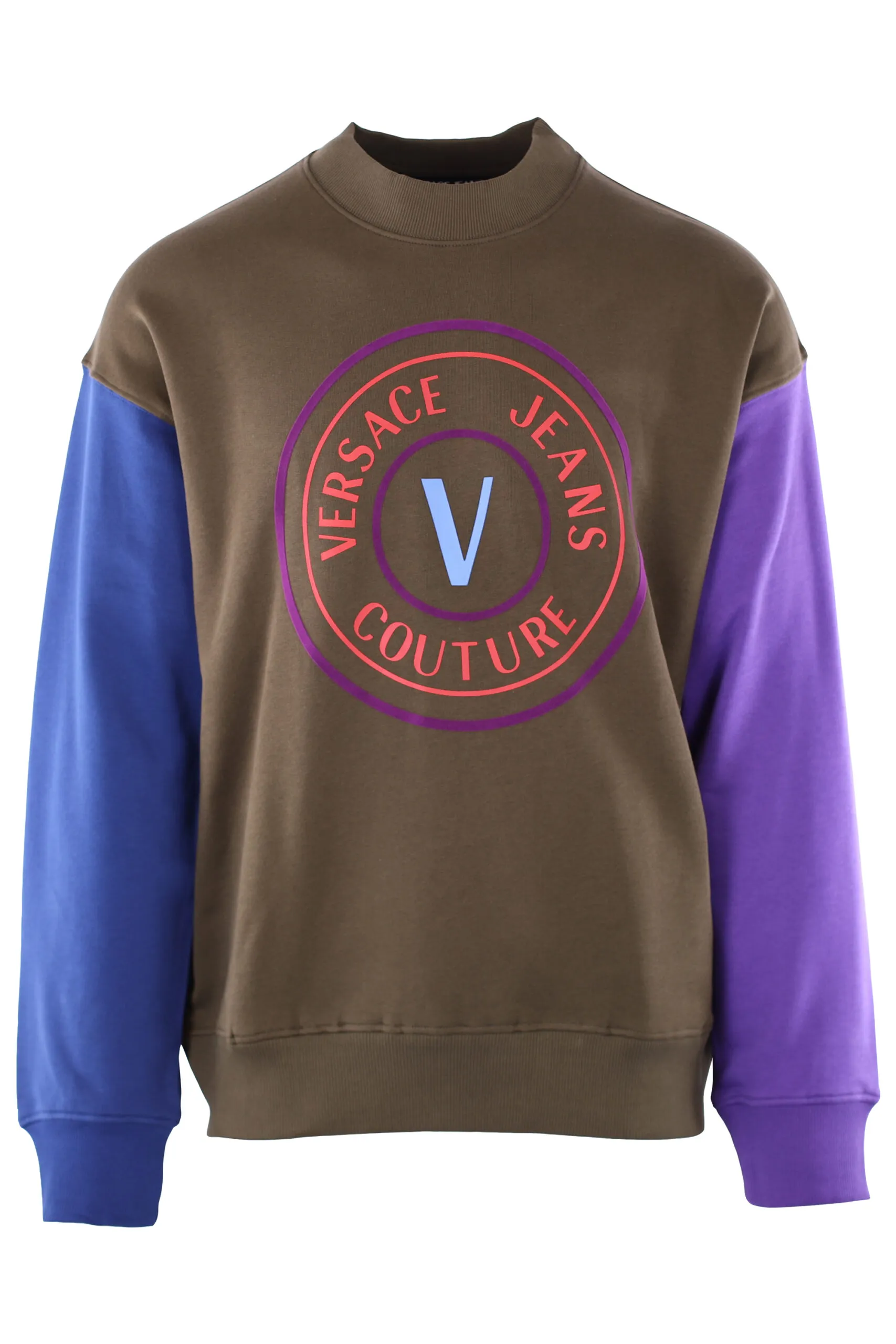 Sudadera verde militar con mangas multicolor