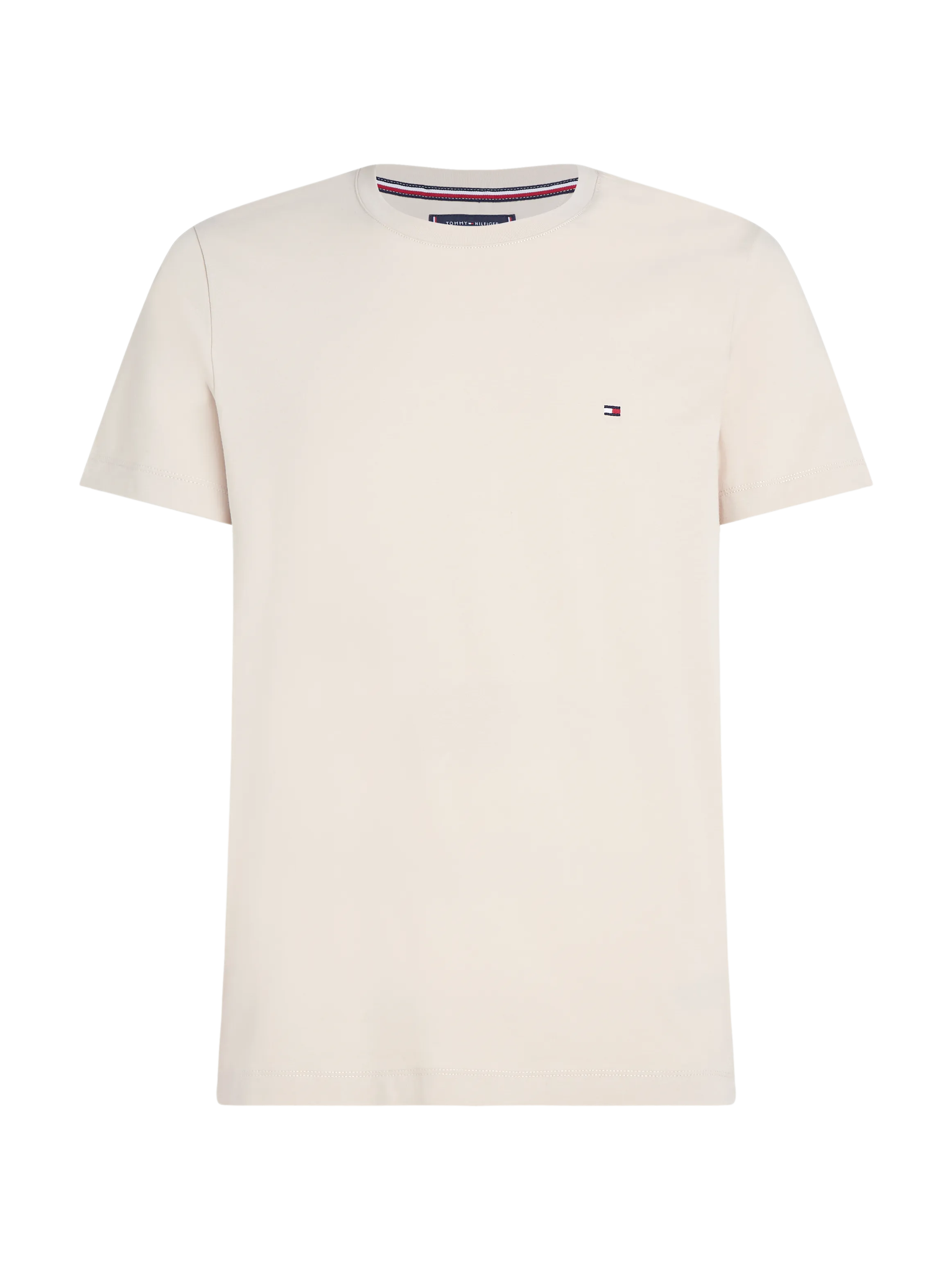 TOMMY HILFIGER Camiseta slim fit de algodón orgánico con cuello redondo en beige