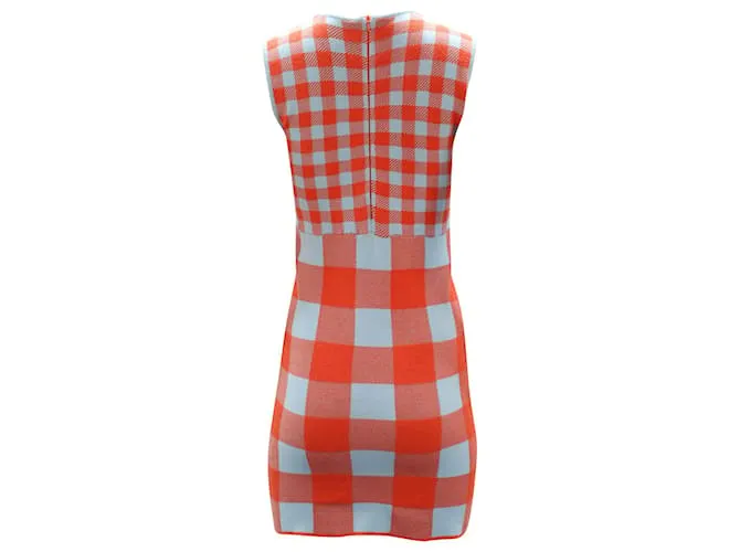 Vestido Staud Chili Vichy en Viscosa Estampado Naranja 